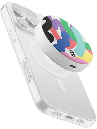 Cellularline Power Bank MAG VIBE 3000 mAh Bianco, fino a 22 ore di autonomia, Ricarica Wireless da 5W, Design compatto e colorato, Ricarica USB-C rapida, Cavo USB-C incluso