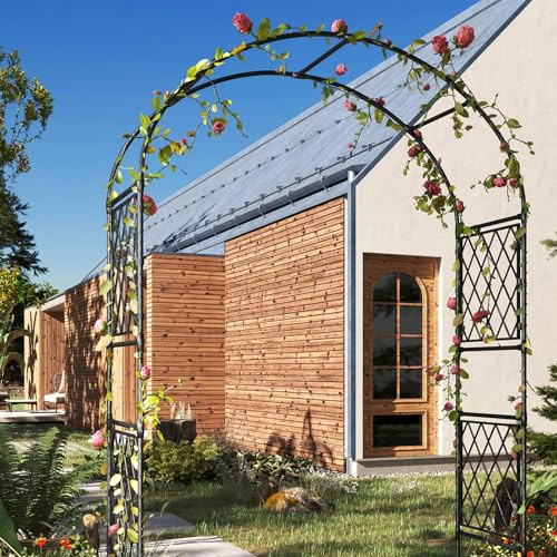 Virimolo Gartenbogen Metall 220x120/150x40Cm | Stabiles Rankgerüst & Dekobogen Für Rosen, Kletterpflanzen & Hochzeiten | Stabiler Rosenspalier Für Garten, Eingang & Festdekoration