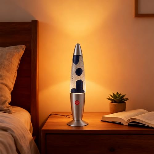 Lavalampe Nachtlicht,Quallenform Aluminium Lavalampe,13in Art Deco Retro Lampe,Wachslampen Und Kinder und Erwachsene,Schlafzimmer, Wohnzimmer, Wohnzimmerdekoration | Originelles Geschenk (Blau)