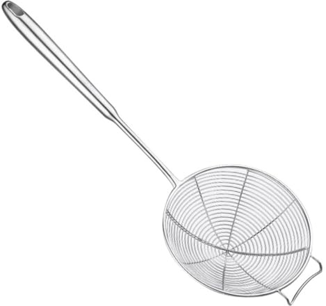 SHINEOFI Colador de Malla de Acero Inoxidable 304 para Freír, Espumadera Mango Largo de 16 Cm, Colador de Aceite y Papas Fritas para Uso en Cocina y Restaurante