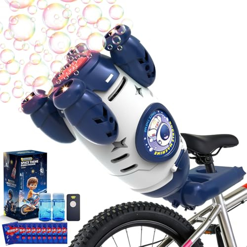 Bubble Gun for Kids, Automatic Rocket Bubble Machine, Handheld & Bicycle Use, Rechargeable Bubble Blower with Solution & LED Light, Summer Outdoor Toy, Gift for Boys Girls Age 3 4 5 6 7 8-12