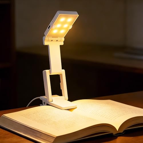 Lychico LED Rechargeable Book Reading Light, 12 Eye-Caring LEDs, 80Hrs Runtime, 3 Color Modes & Stepless Dimming, Clip-on Book Light for Bed, Kindle, Desk