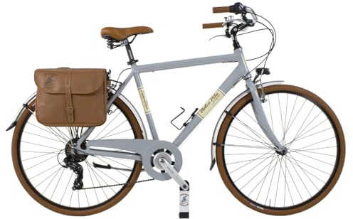 Canellini Bicicletta da Città Vintage Citybike Retrò Dolce Vita Oldstyle Alluminio Uomo con Borse Ruote 28 (Grigio, S)
