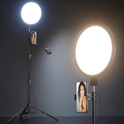 Weilisi 10.5 Ringlicht mit 69 Stativ Handy mit für Tiktok, Vlogging | Vollflächiges Ringlicht-Stativ für Videoaufnahmen und TikTok – Dimmbares LED-Selfie-Ringlicht mit Stativ und Fernbedienung