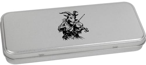 Azeeda 'Goat Playing Violin' Stationery Tin - 180mm (TT00323668) | Metal Hinged Keepsake Box for Pens, Pencils, Crafts and Gifts