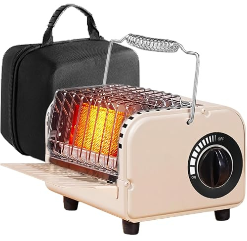 Stufa e stufa a gas portatile, in acciaio inox, per tenda e uso esterno, temperatura regolabile, accensione automatica, borsa inclusa, 1,2 KW