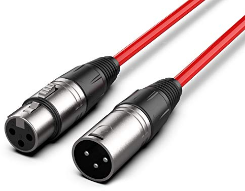 Audibax Silver Cavo XLR Maschio a XLR Femmina - Lunghezza 30 Metri - Connettori OFC ad Alta Trasmissione del Segnale - Rivestito in PVC - Massimo Isolamento - Diametro 6 mm - Colore Rosso