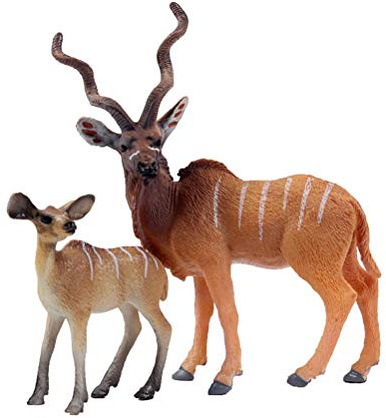 FLORMOON Animal Figures - 2pcs Realistic Horned Antelope Action Model - Plastic Wild Animal Learning Party Favors Toys - Educational Forest Farm Toys Birthday Cupcake Topper For Kids