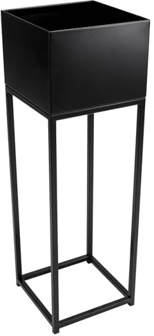 VIVANNO Blumentopf auf Ständer Elevate Square 79 cm, Metall Schwarz