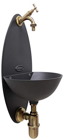 FONDERIA BONGIOVANNI Badezimmerbrunnen Wasserspiel aus Wandbrunnen Atena Farbe Gusseisen mit Wasserhahn und Siphon für Haus und Garten Brunito
