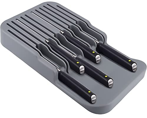 MAISITOO Portacoltelli organizzatore,Blocco Coltelli in Plastica di Alta qualità,Cassetti Organizzatore Coltelli e Supporto per Coltelli con Fessure di Sicurezza,Portacoltelli da Cucina(Grigio)