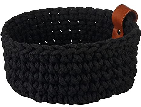 ASA Selection Baskets Crochet Panier S Noir Corbeille à Pain Déco Coton Ø 17 cm