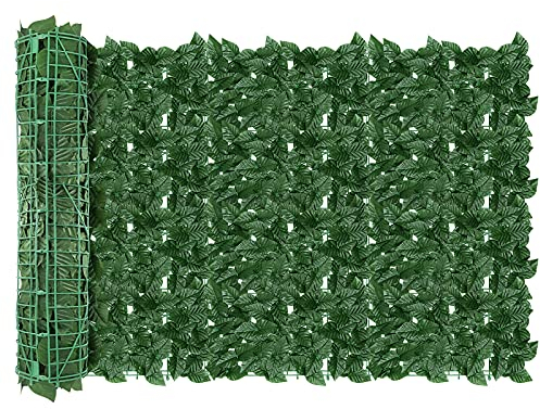 AGJIDSO Artificial Ivy Fence Screening, 3m x 1m (2 * 3x0.5m) Artificial Hedges Panels, Privacy Fence Screen for Garden, Balcony, Outdoor (Upgraded Apple Leaves)