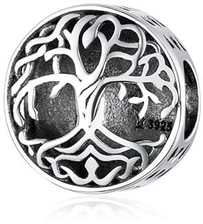 SALAN Ciondolo Albero della Vita in Argento Sterling 925 per Bracciale in Argento Originale Traforato Perline Vintage per La Creazione di Gioielli