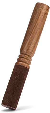 NKlaus 19cm Klöppel mit Leder für Klangschale Holzgriff Schlägel Meditation Klangstab 12978