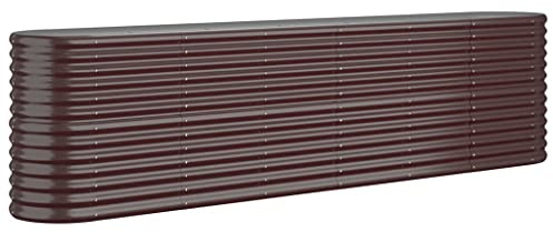 vidaXL Garden Raised Bed - Powder-Coated Steel Planter 260 x 40 x 68 cm - Brown, Weather-Resistant Flower Box for Outdoor Gardening