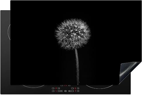 Protège-plaque à induction - Plaque Protection Vitrocéramique Induction - Vinyl - Pissenlit - Noir - Floral - Botanique - 81.6x52.7 cm - Couvre Plaque de Cuisson - Accessoires de Cuisine