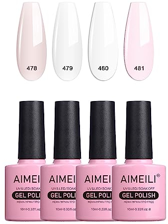 AIMEILI UV LED Gellack mehrfarbig ablösbarer Gel Nagellack Nude Gel Nail Polish Set - 4 x 10ml - Kit Nummer 26