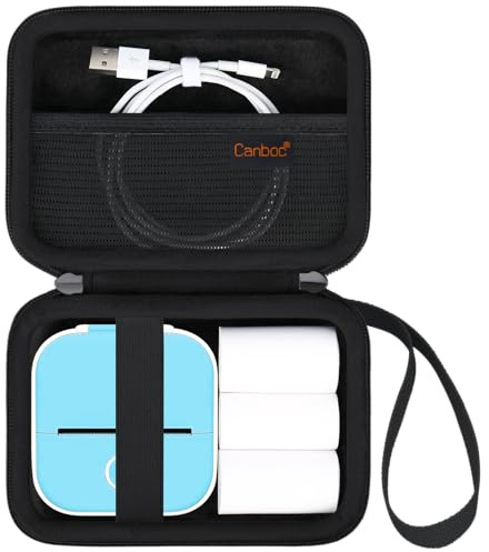 Canboc Tragetasche Kompatibel mit Memoking T02/ Phomemo T02 M02 Mini Drucker Aufkleber Drucker, Tasche Thermo Bluetooth Aufkleber Maker Box für Thermopapier, USB Kabel, Schwarz (nur Fall) | Für Phomemo / Omezizy / Memoqueen T02 tragbare Thermodrucker-Box für Thermopapier, USB-Kabel, Schwarz (nur Hülle)