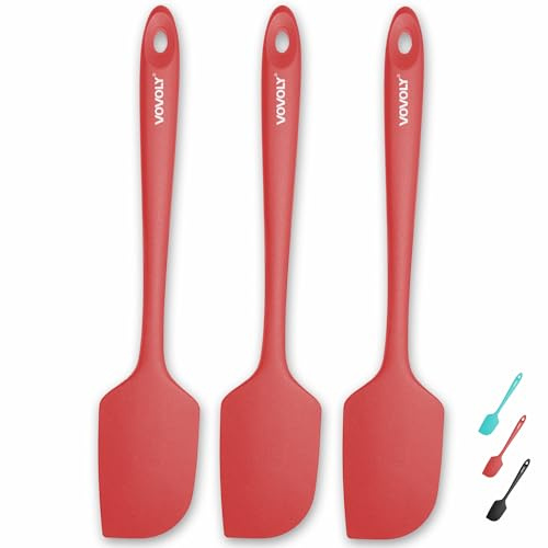 3 Pack Large Silicone Spatula for Kitchen,600°F Heat resistant Rubber Spatulas for Baking,Cooking, Scraping,and Mixing,Non Stick Kitchen Utensils, BPA Free, 11.2 IN, Red