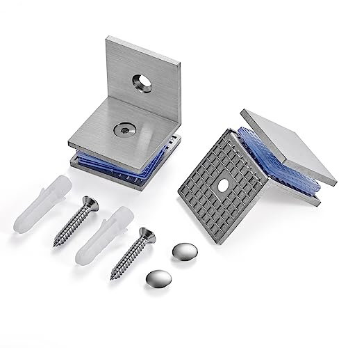 Ranbo Pince à verre 90° mur-verre, pince de panneau de douche en acier inoxydable 304, clip de douche à angle droit,pour 8 à 12 mm (Lot de 2)