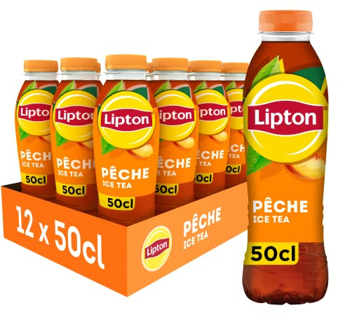 LIPTON Ice Tea Thé Glacé Saveur Pêche - Lot de 12x50cl