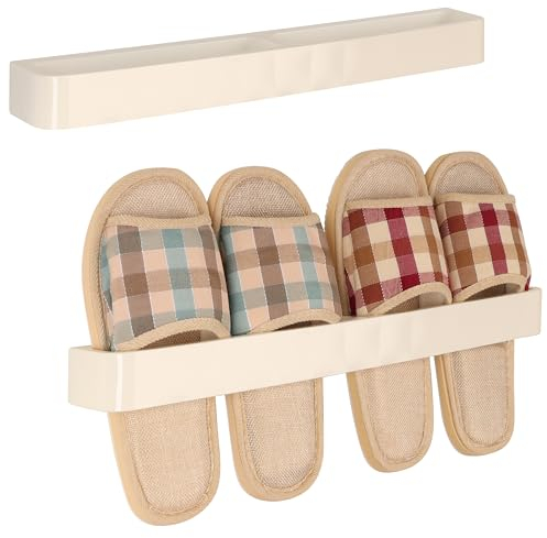 BELLE VOUS 2er Pack Schuhregal in Beige für die Wandmontage - selbstklebendes Kunststoffregal platzsparend - Regal Ablage für Schuhe und Hausschuhe - Schuhorganizer Schuhaufbewahrung