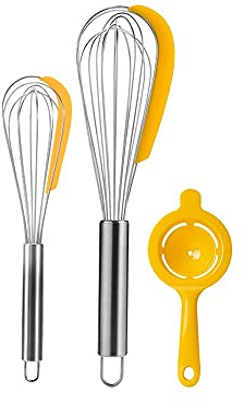DELURA for Kochen, 3-teiliges Set, Schneebesen-Set, Ballon-Schneebesen, manueller Schneebesen, Mixer, Küche, Backutensilien, Sahne, Butter, Schneebesen, Set, Milch, Sahne, Butter, Rührwerk