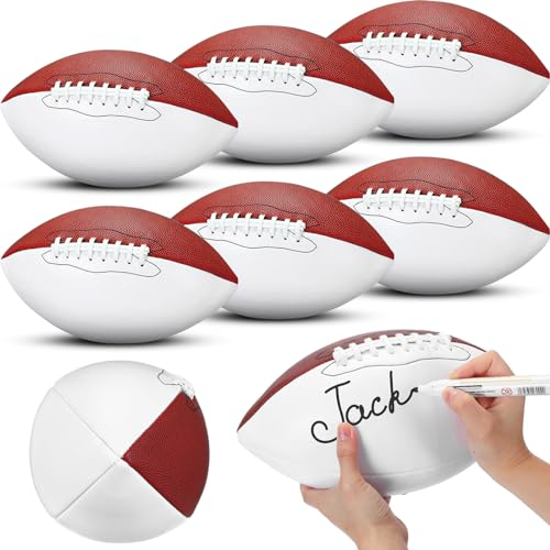 Halloscume 6 Pcs Size 9 White Autograph Football Blank Signature Football