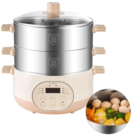 Joydeem Electric Food Steamer for Cooking, 2-Tier Stainless Steel Vegetable & Food Steamers, 15L/15.9 qt Large Capacity, JD-DZG15B