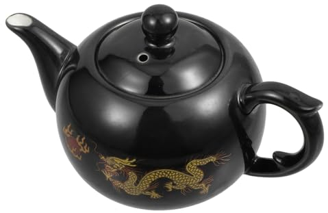 Zerodeko Teekessel aus Keramik für Zuhause Schwarze Kung Fu Teekanne mit Dekorativem Drachenmuster Rutschfestes Design Delikate Verarbeitung für Gongfu Teezubereitung