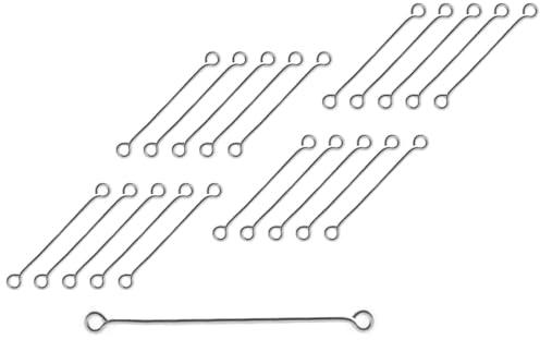 My-Bead 20 Stück Ösenstifte 70mm 925 Sterling Silber mit zwei Ösen Kettelstifte Eye Pins Juweliers- Qualität DIY