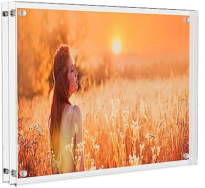Sezanrpt Acrylic Picture Frame 6x8 Inches, High Transparent Magnetic Photo Frame, Double Sided Plexiglass Picture Frame 12mm + 12mm