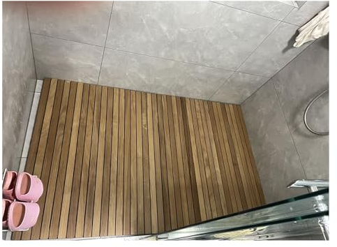 caillebotis douche caillebotis salle de bain Tapis De Douche En Bois De Teck Pour Douche Intérieure/douche Extérieure, Tapis De Sol Antidérapant Surélevé Plate-forme Carrée Rectangle(36x40 in(91.4x101