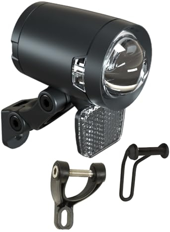 P4B | E-Bike-Scheinwerfer | 100 Lux | 230 Lumen | Mit STVZO | 6V und 12V | Gegen Spritzwasser geschützt | Robustes Aluminium-Gehäuse CNC gefräst | Schwarz