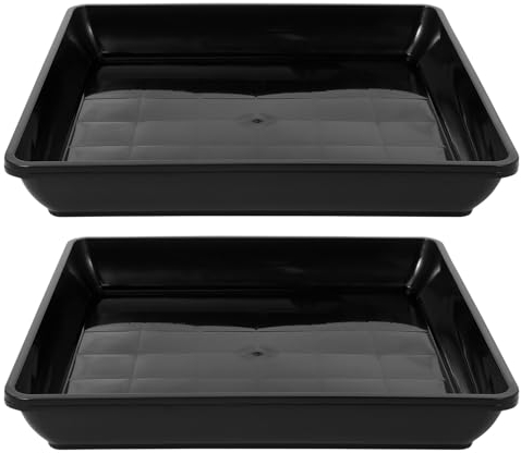 Milisten Soucoupes pour Pots de Fleurs Carrées 2 Pièces en PP Noir