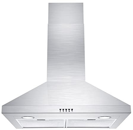 Hottes de cuisine de 76,2 cm, aérations murales de table de cuisson, hotte de cuisine en acier inoxydable avec lumières LED