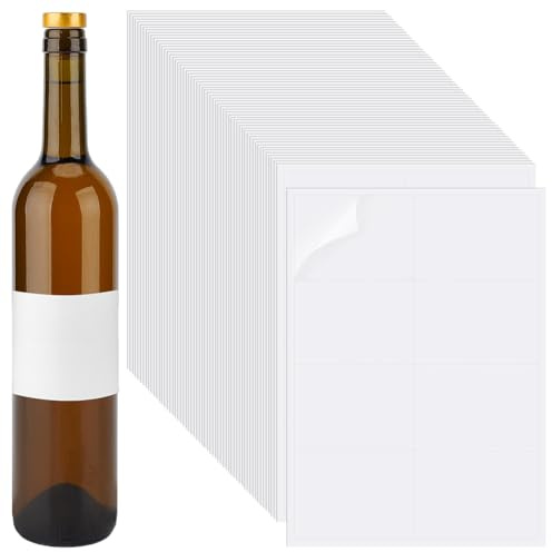 PH PandaHall 320pz Etichette Adesive Multiuso Etichette Adesive per Bottiglie di Vino, Etichette Adesive Stampabili da 9.7x7cm per Vino Matrimonio Fidanzamento Anniversario Cocktail Party, 40 Fogli