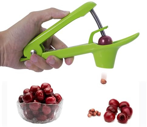 Kirschentkerner, Edelstahl-Kirschentkerner und Olivensamen-Werkzeug mit handgehaltenem Push-Design, verwendet für frische Kirschgerichte, Kirschkuchen und Marmelade und Cocktailkirschen