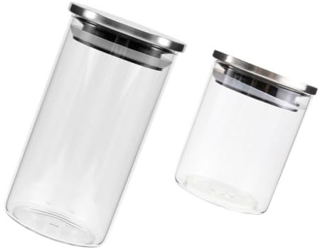 Amosfun Recipiente Hermético Para Almacenar Alimentos Secos 2 Unidades De Vidrio Con Tapa Para Té Y Nueces