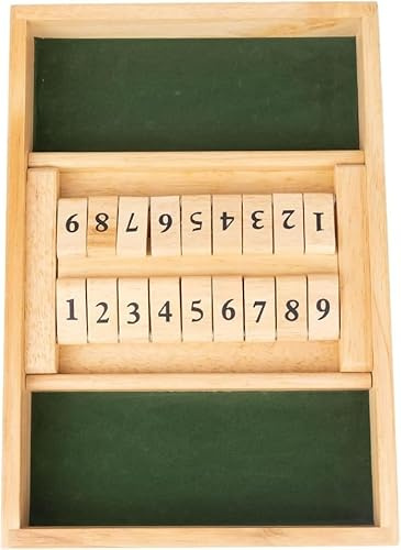 Shut The Box 2-6 Spieler Würfelspiel Holz Brettspiele 8 Würfel Tischspiele Mathematik Lernspielzeug Schließ die Box Würfelspiel Holzbrett Mathe Zahlenspiel Holz Brettspiel (Doppelreihe-9, Grün)