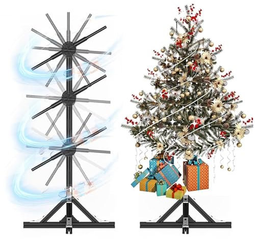 Eastnmythet Ventilateur Holographique 3D, 3 Unités D'épissure, Projecteur Holographique 45 Cm avec Support et Télécommande WiFi, Projecteur Vidéo Holographique LED 3D pour Noël