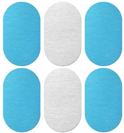 BOXOB 6pz Piastra Metallo Adesiva, Metallo Strisce Magnetiche di Ricambio con Retro Adesivo Striscia di Luci Magnetiche per Luci LED Magnetiche e Luci Sottobanco (Ovale)