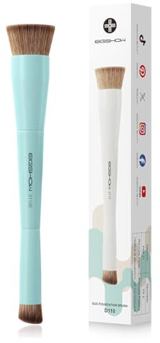 EIGSHOW Foundation & Concealer Brush, Dual-Ended Makeup Brush For Flawless Foundation Coverage, Precision Concealer, Vegan & Cruelty-free (D110-Cyan)