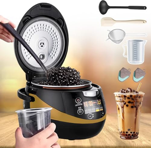 agreilduite Macchina Professionale per Il tè al Latte con bollicine, Design Anti-traboccamento, capacità 6l/8l e Controllo termostatico, Set di Utensili per Il tè con 5 Accessori,8l(max1.5kg)