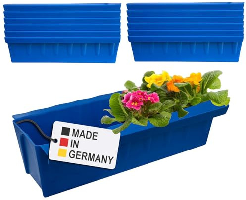 Paletten Blumenkasten Einsatz 37,3 cm Blau 12er Hängesystem Europalette | Hossi's Wholesale, Europalette, Einhängehalter, robuster Kunststoff, Balkon, Garten, extrem stabil, Pflanzkasten, wetterfest