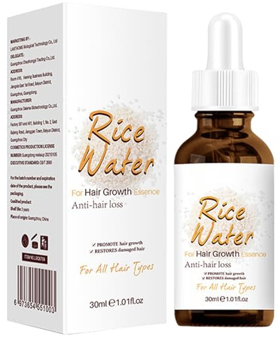 Acqua di riso biologica, nutriente per la crescita dei capelli, olio per la ricrescita danneggiata, 30 ml di acqua di riso per la crescita dei capelli, rinforza la radice per una rapida ricrescita dei