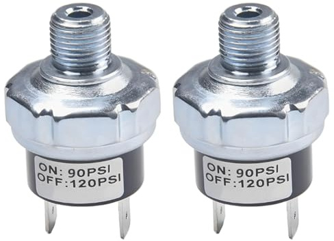 LKRXW 2 Stück Druckschalter für Kompressor 90-120 PSI Luftpumpe Schalter 1/4 NPT Luftkompressor Steuerschalter Automatische Druckregelventil für Kompressoren DC 12V 24V AC 110V 220V