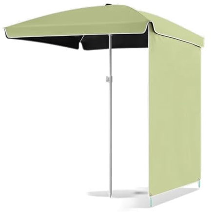 FORRTY Ombrellone Rettangolare da Giardino con Tenda Laterale, Grande Parasol da Esterno 160/200cm, Protezione Solare UV Totale, Impermeabile E Pieghevole(Verde,160cm(63))