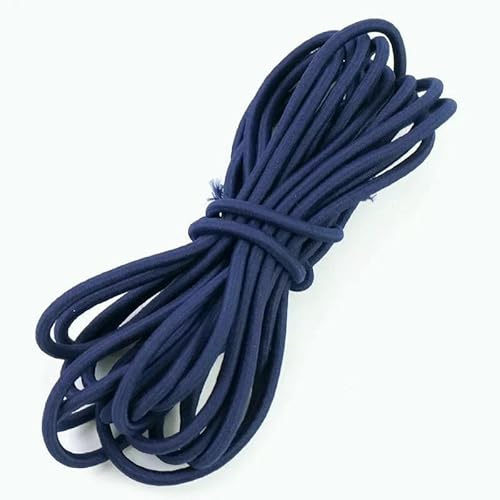 Cordón elástico colorido de 5 mm para el pelo, ropa, cordones elásticos, cordones de zapatos, banda de goma, 2, 5 o 10 metros (azul marino 83), 5 mm, 10 metros